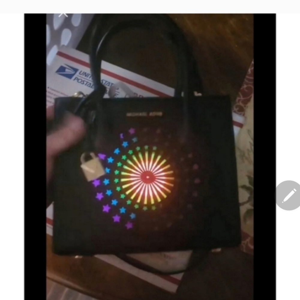 Michael Kors Black Tote with Colorful Starburst Design - Picture 4 of 6